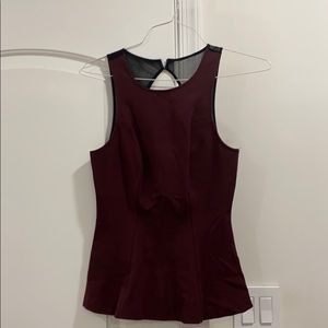 Intermix Maroon Top with Black Lace Detailing
